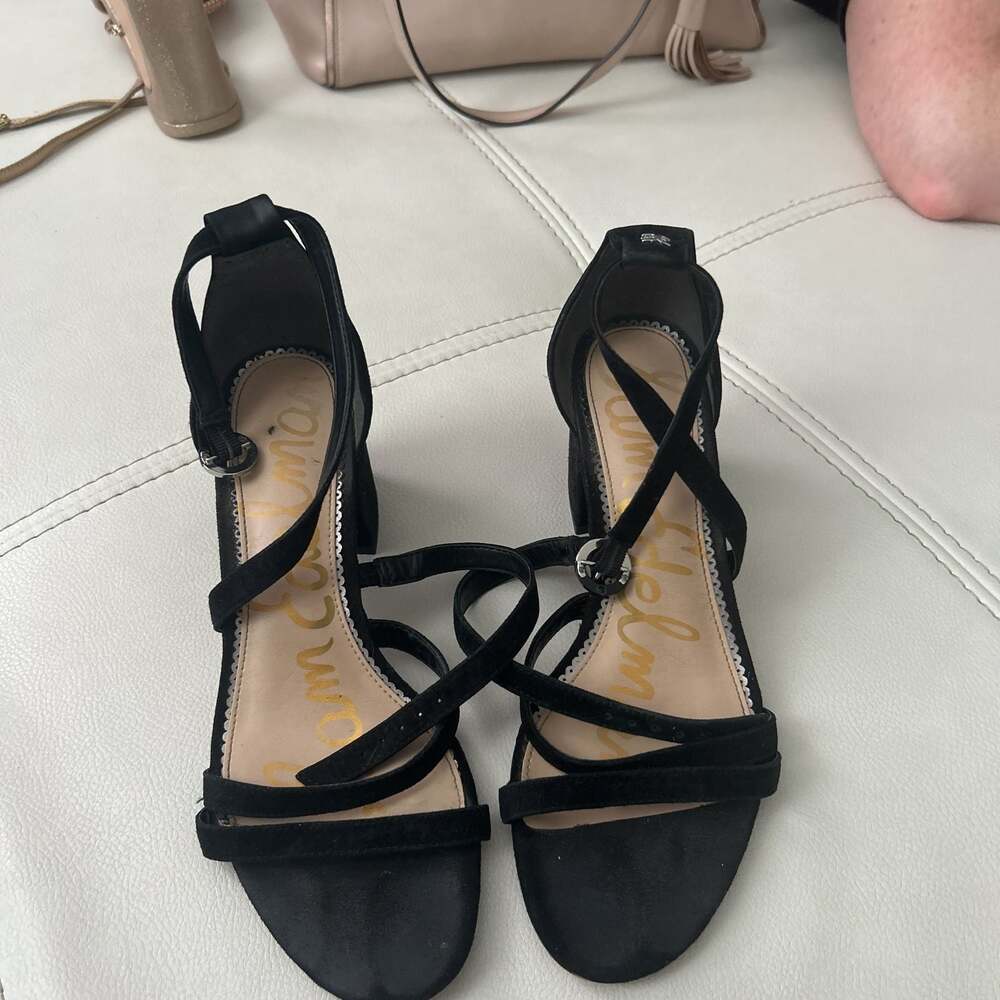 Sam Edelman Women's Stacie Black Suede Block Heel Sandals